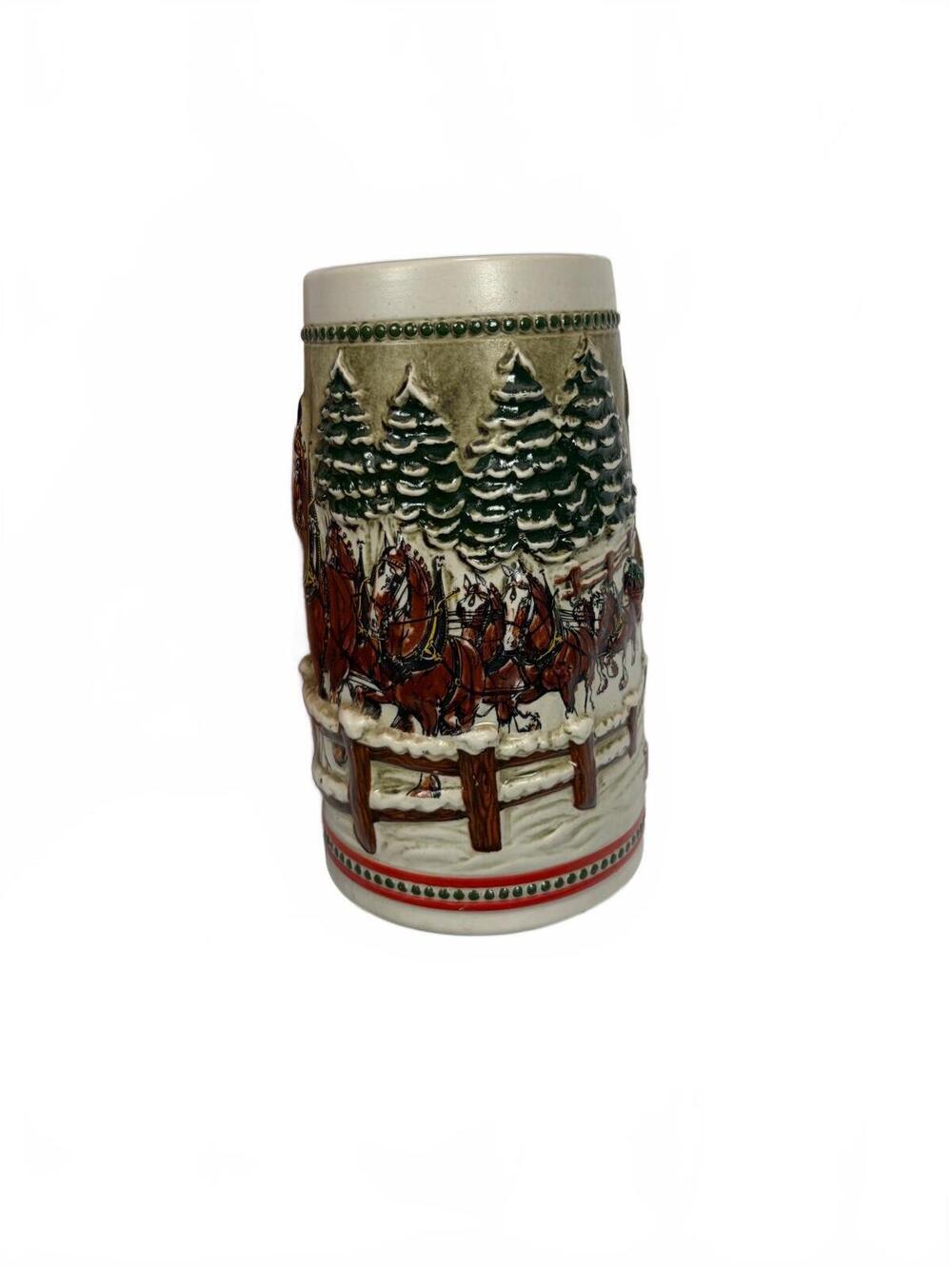 Vintage Budweiser 1984 Covered Bridge Holiday Beer Stein CS62 Clydesdales
